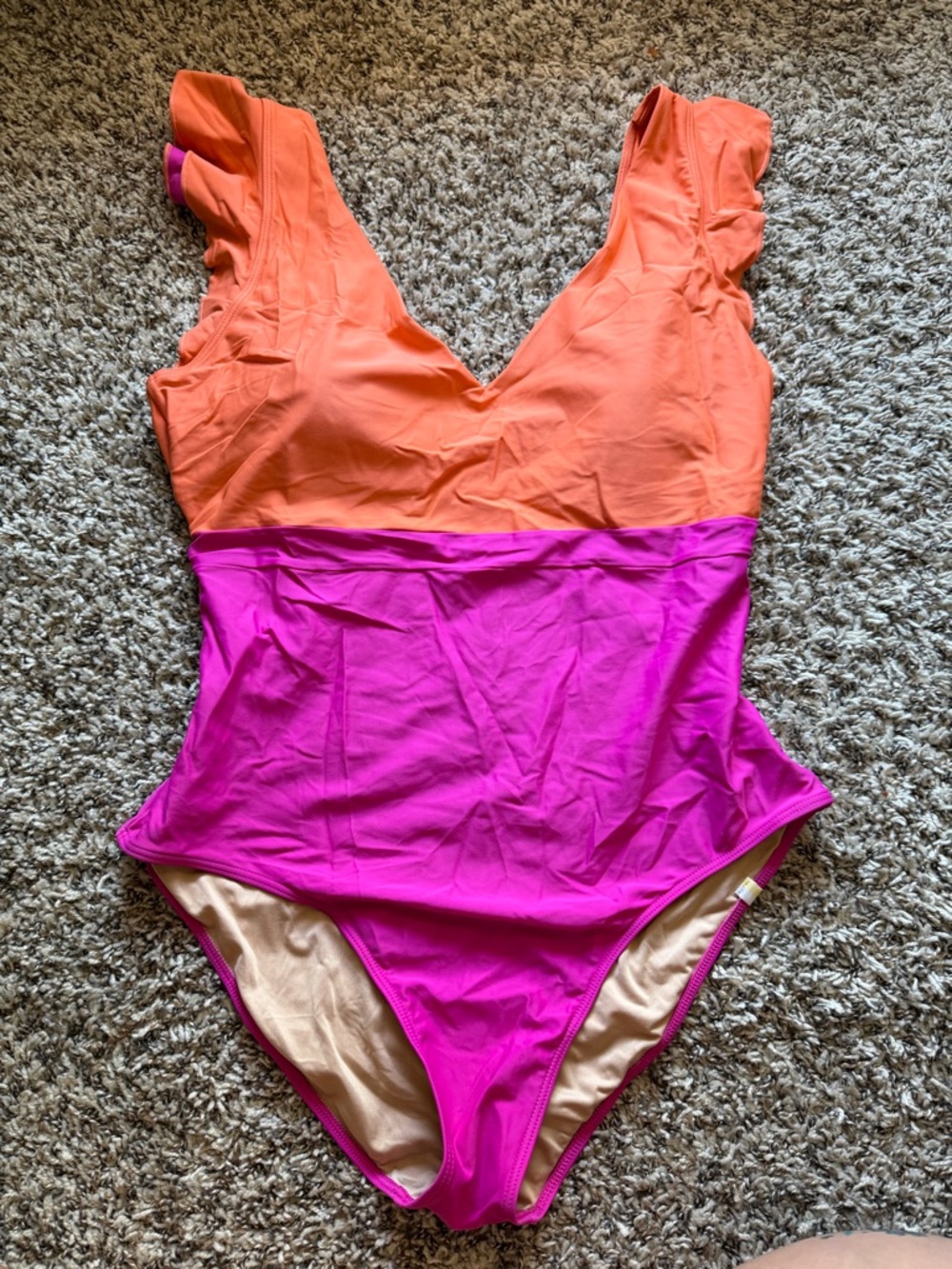 summersalt Orange and Fuchsia Colorblock One-Piece Swimsuit